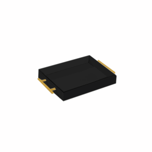Black Lucite Rectangular Tray W/ Gold Handles (12" x 10")