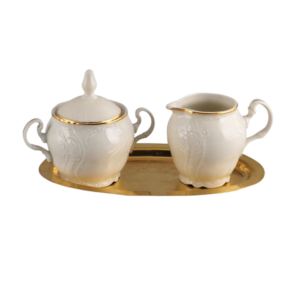 ANTIQUE IVORY W/ GOLD EDGE CREAMER (8 OZ)